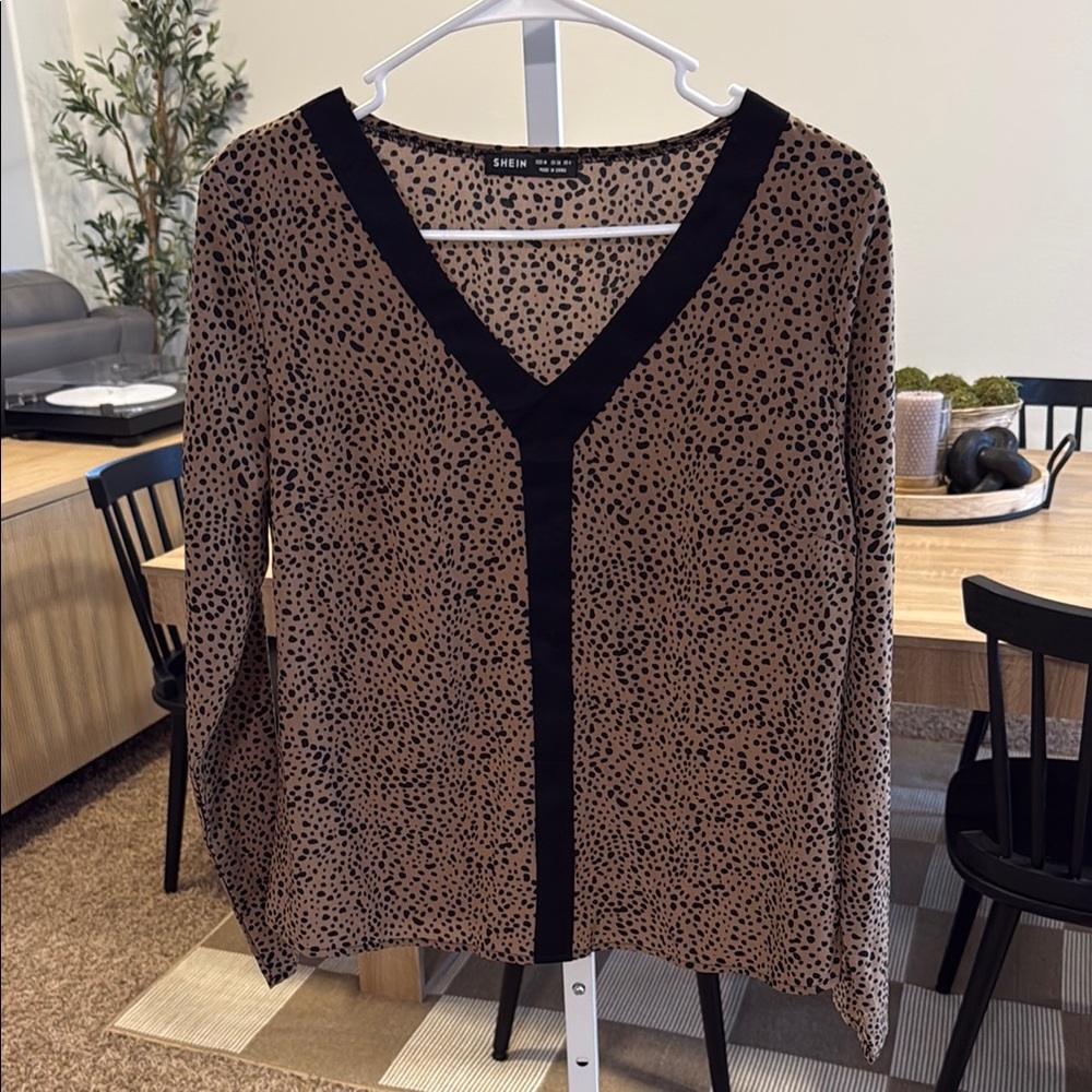New Without Tags Leopard Print V-Neck Blouse